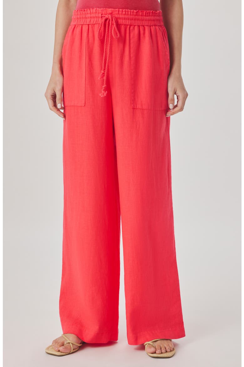 Stella Paperbag Linen Wide Leg Pants, Main, color, SCARLET RED