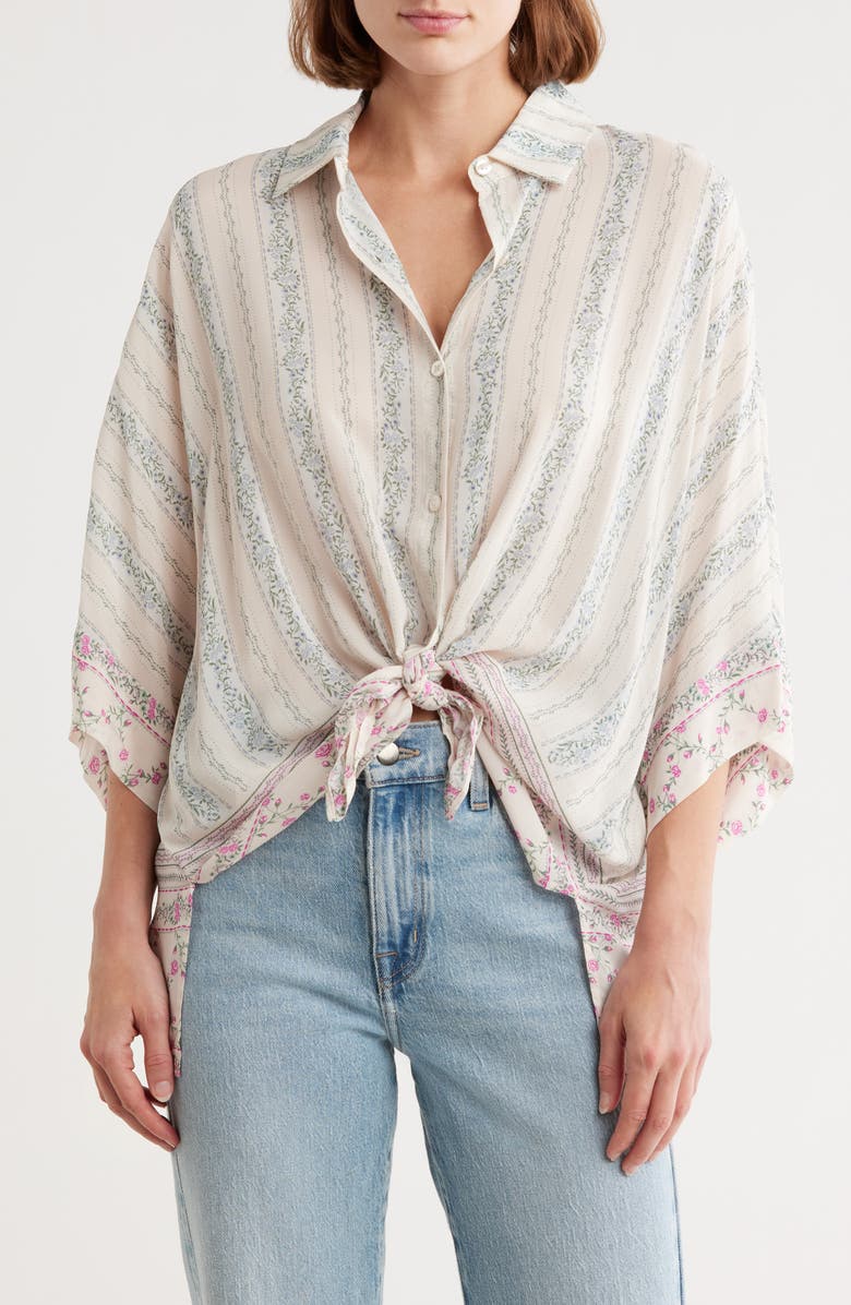 Parker The River Print Oversize Top, Main, color, Soft Cream