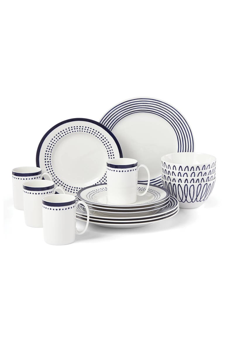 street east 16-piece dinnerware set, Main, color, BLUE