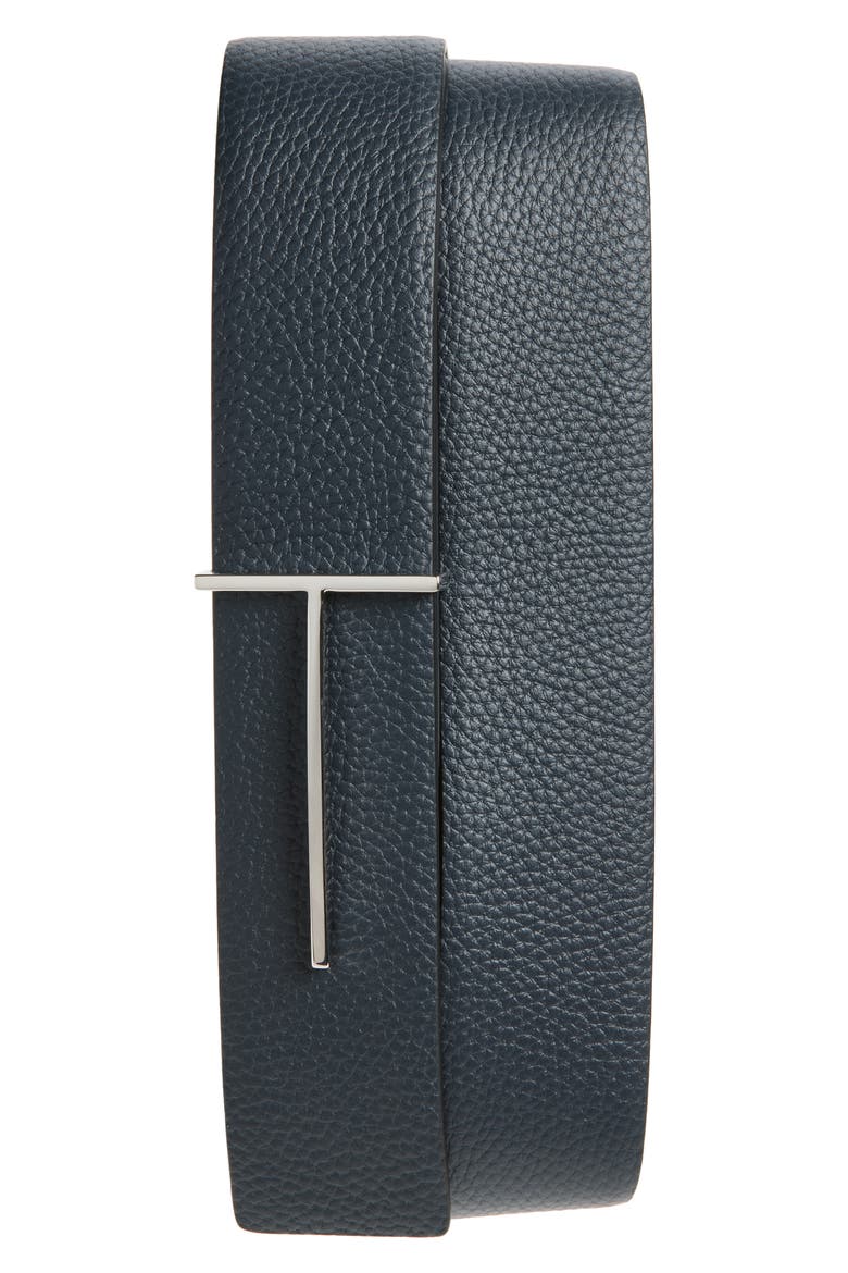Reversible Slim T Soft Grain Leather Belt, Main, color, UNA DARK NAVY/ BLACK