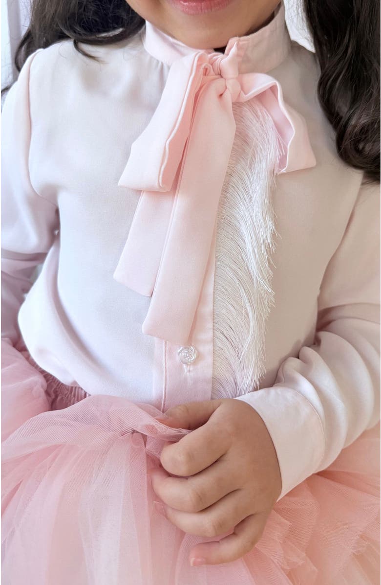 Petite Maison Kids Crepe Fringe Blouse, Alternate, color, Pink