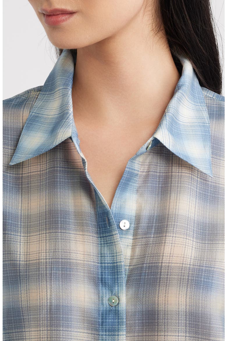 Bishop Plaid Button Up Shirt, Alternate, color, SKY SHADOW