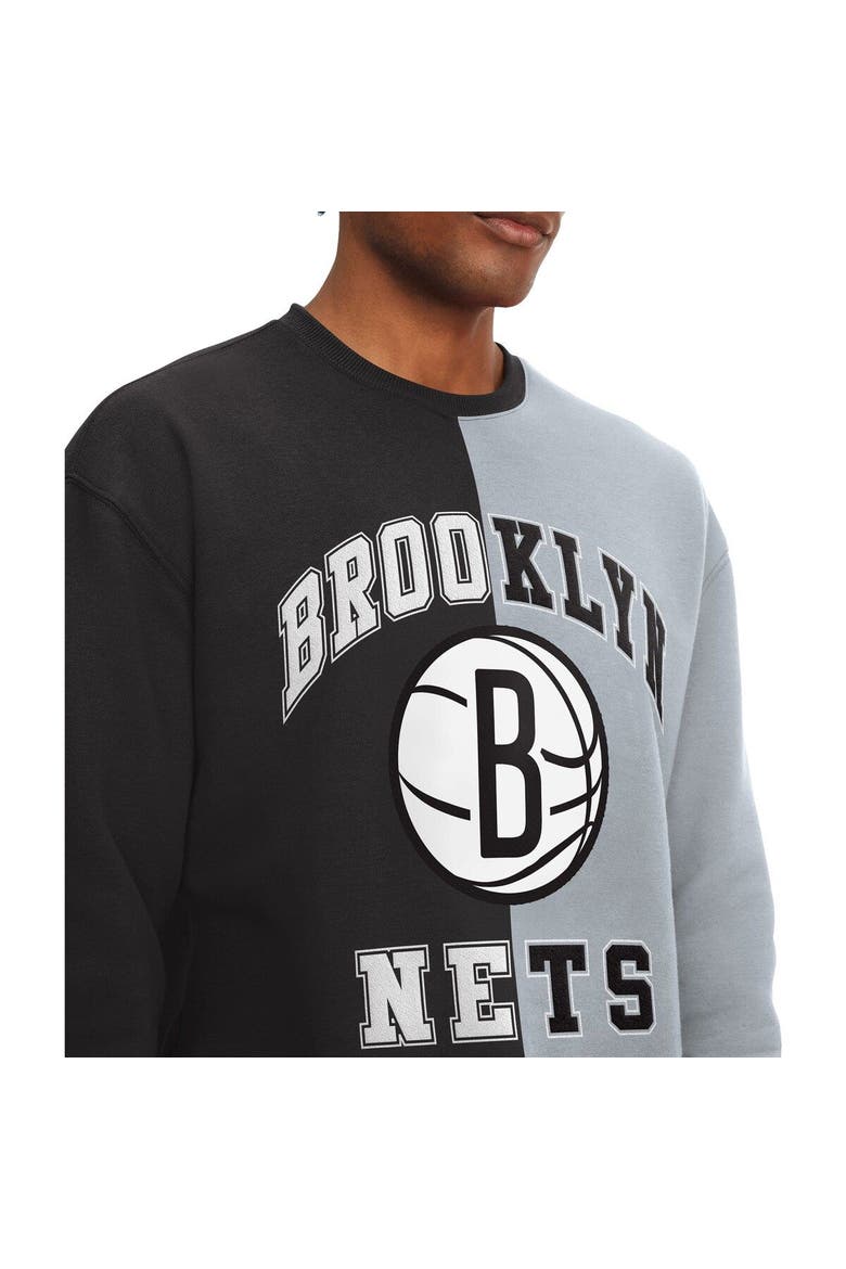 Men's Tommy Jeans Black/White Brooklyn Nets Keith Split Pullover Sweatshirt, Alternate, color, Black