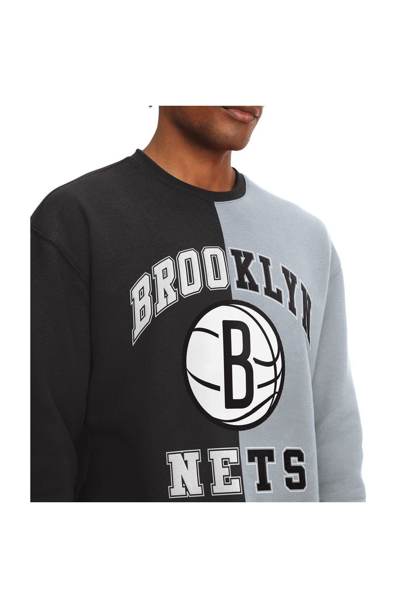 TOMMY JEANS Men's Tommy Jeans Black/White Brooklyn Nets Keith Split Pullover Sweatshirt, Alternate, color, Black