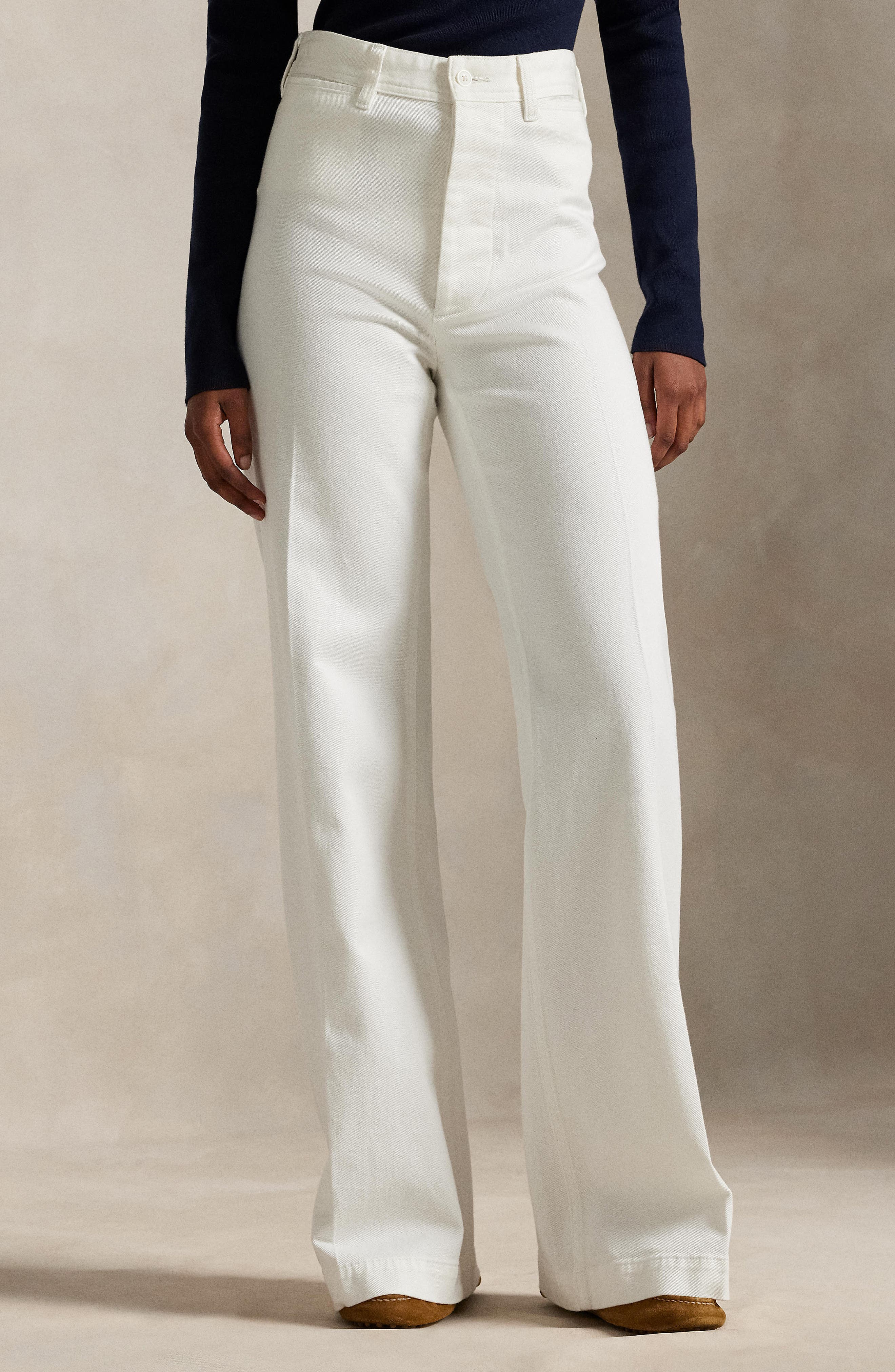 Polo Ralph Lauren Stretch Cotton Twill Flare Leg Pants (Women