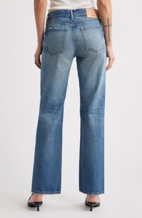 Moussy Vintage Bethpage Step Raw Hem Straight Leg Jeans In Blue