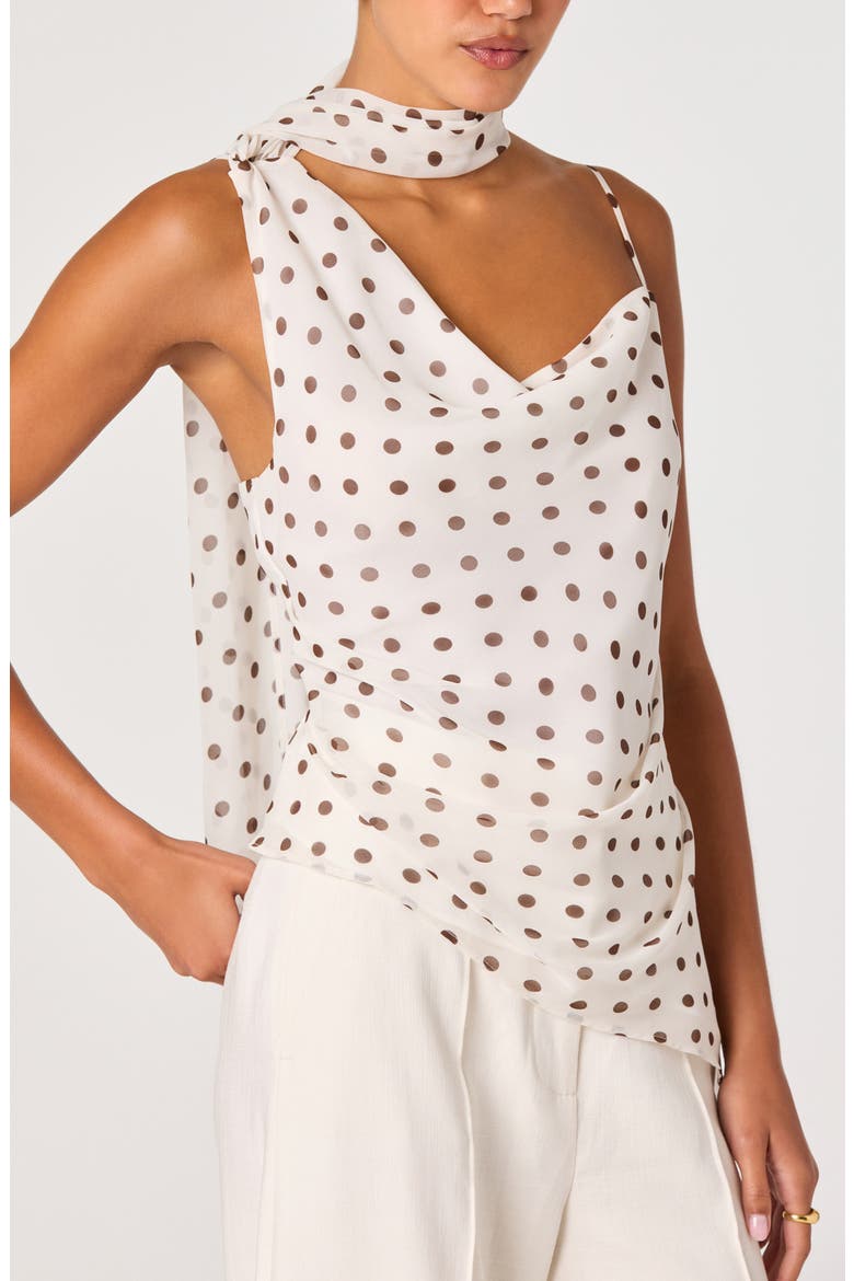 Adrie Polka Dot Asymmetric Scarf Neck Top, Alternate, color, CREAM POLKA DOT