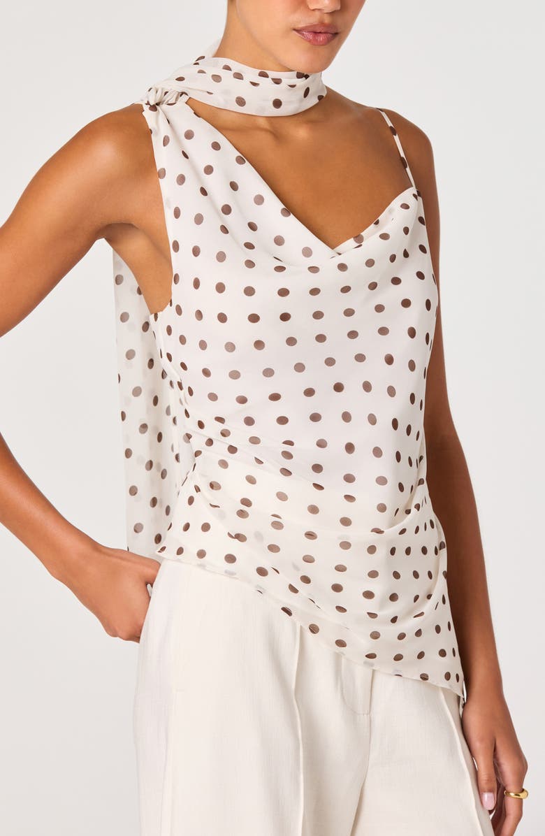 ASTR the Label Adrie Polka Dot Asymmetric Scarf Neck Top, Alternate, color, Cream Polka Dot