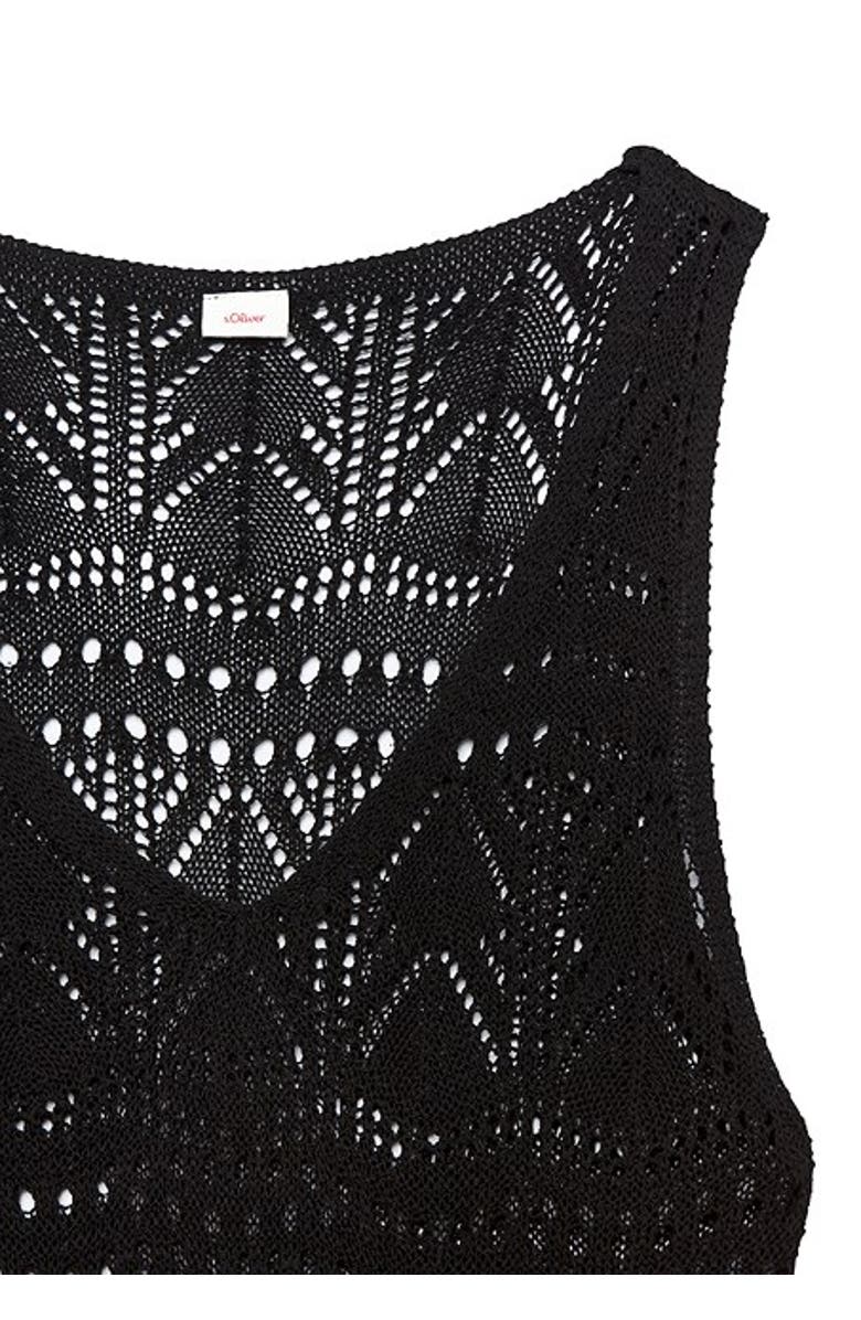 LASCANA Women's Crochet Short Dress Cover Up, Alternate, color, Black