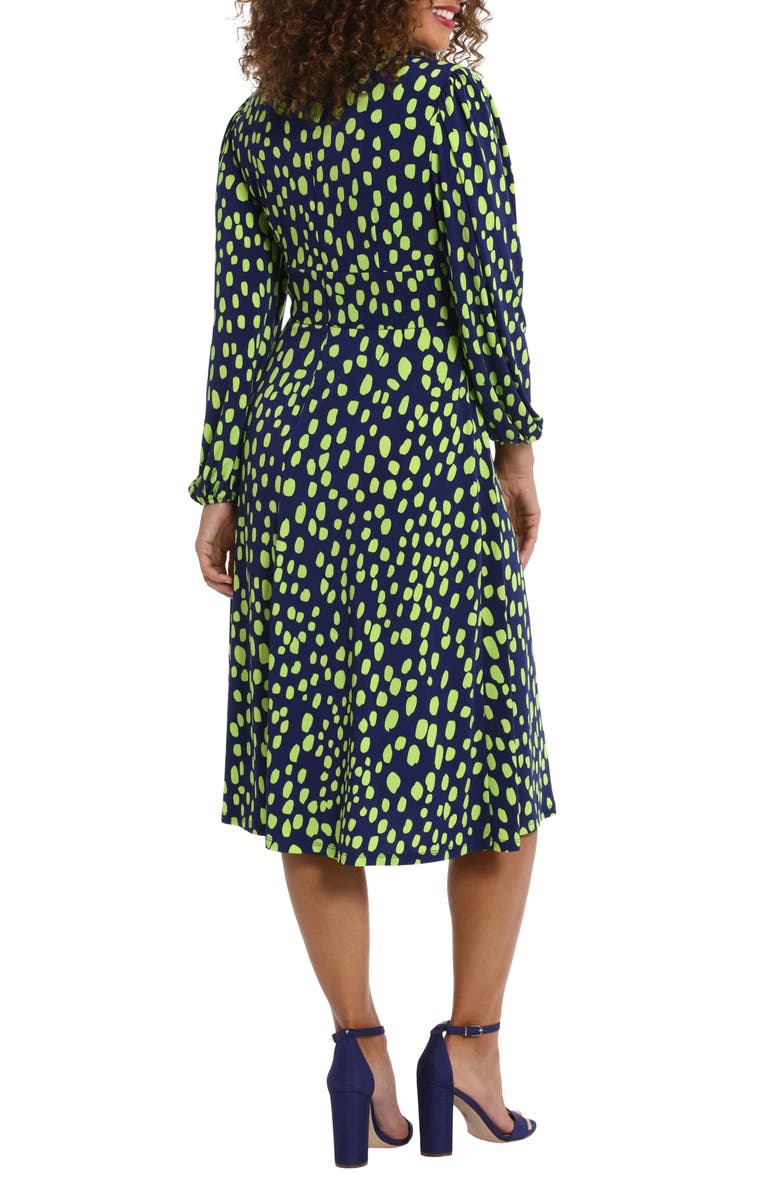 London Times Long Sleeve Empire Waist A-Line Midi Dress, Alternate, color,