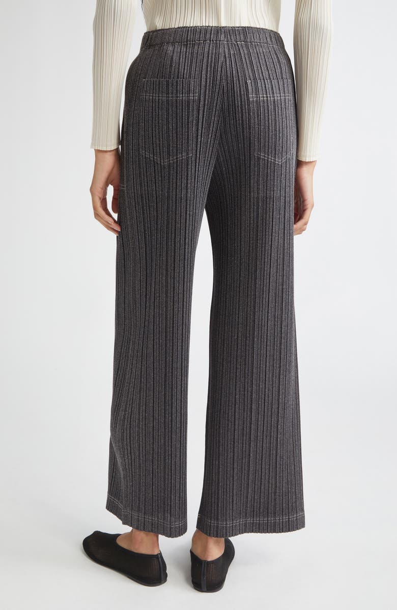 Pleats Please Issey Miyake Trompe l'Oeil Pleated Straight Leg Pants, Alternate, color, Black