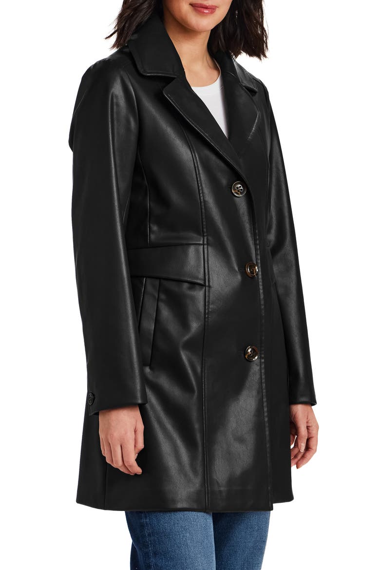 Faux Leather Coat, Alternate, color, BLACK