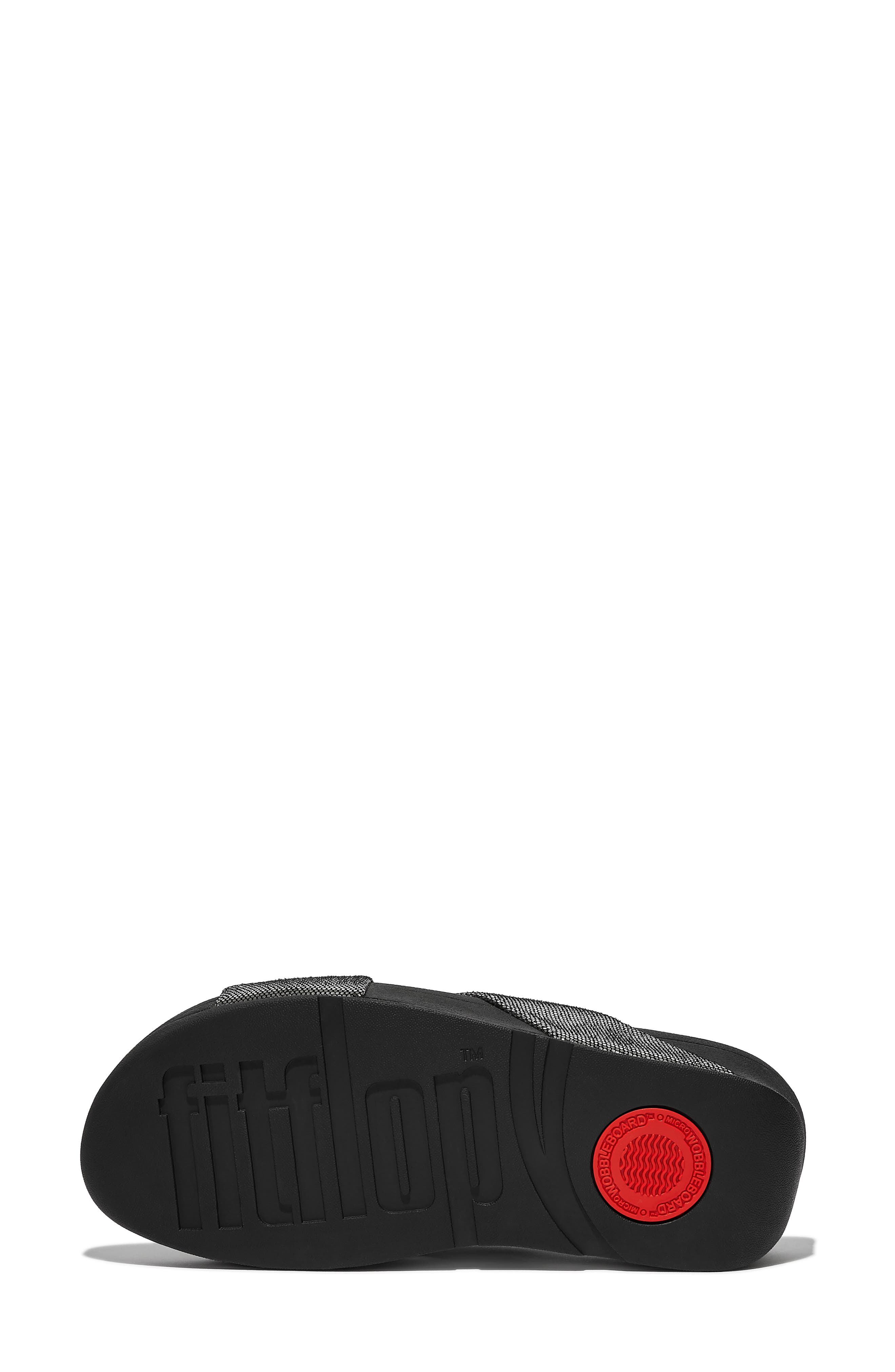 FitFlop Lulu Lustra Cross Slide Wedge Sandal, Alternate, color, Black/ Silver