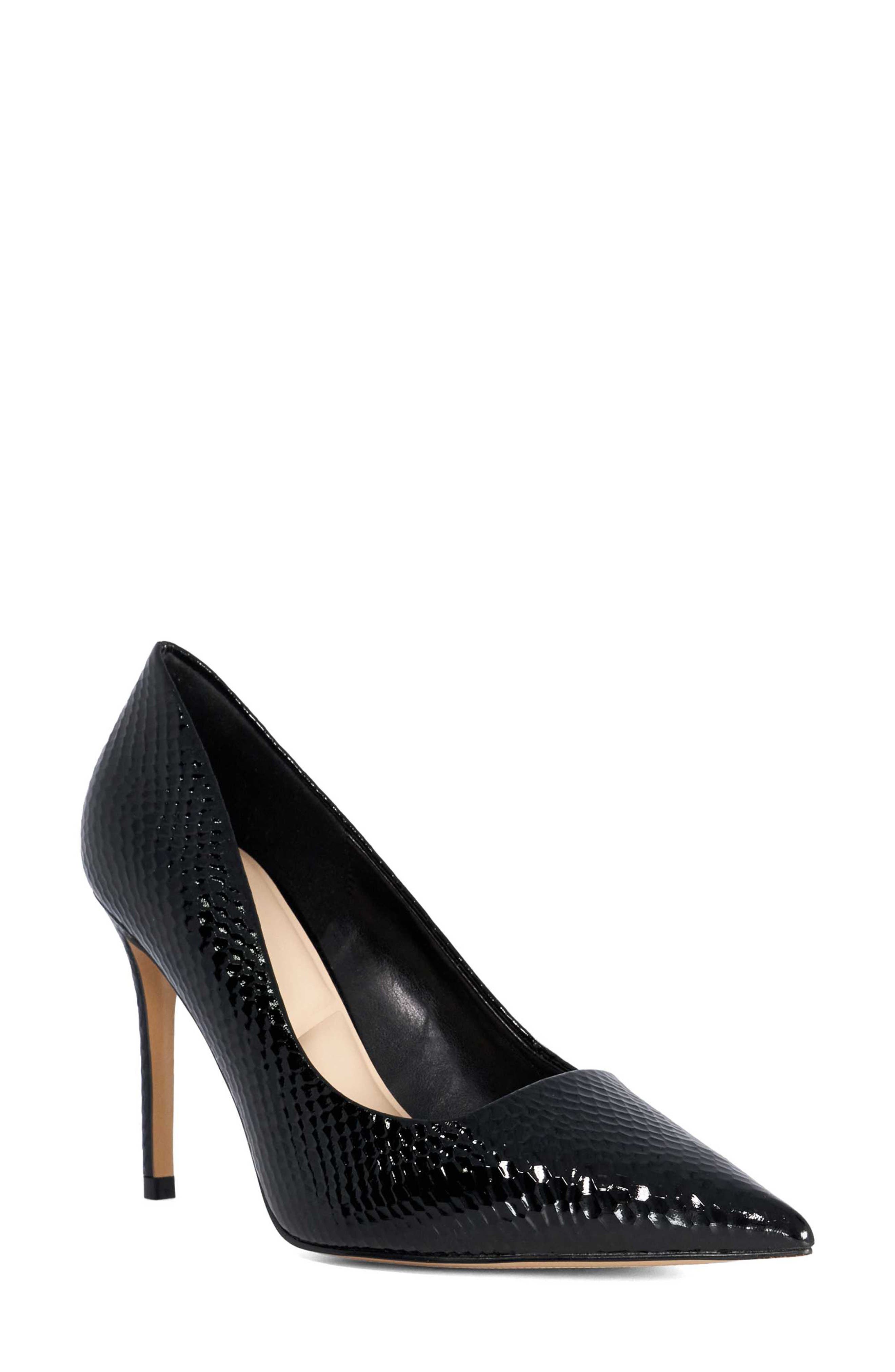 Assured Croc Embossed Faux Leather Pump, Main, color, BLACK