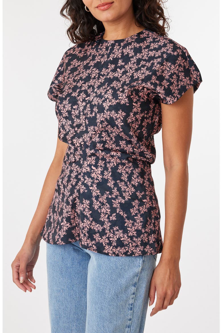 Floral Satin Jacquard Top, Alternate, color, DUSTY RED