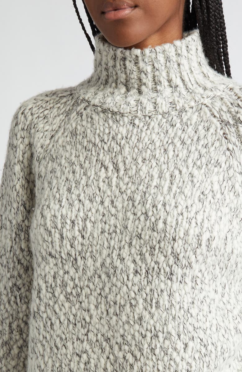 Vince Tonal Marl Wool Blend Mock Neck Sweater, Alternate, color, Off White/ Black