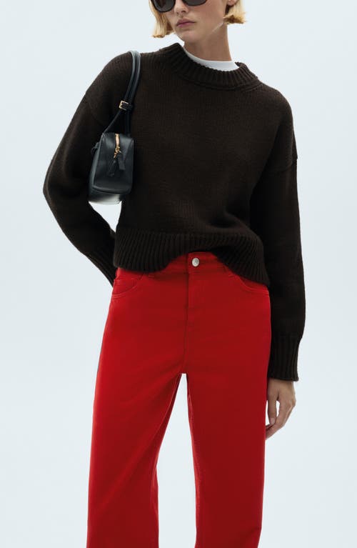 Mango Leo High Waist Straight Leg Jeans In Red