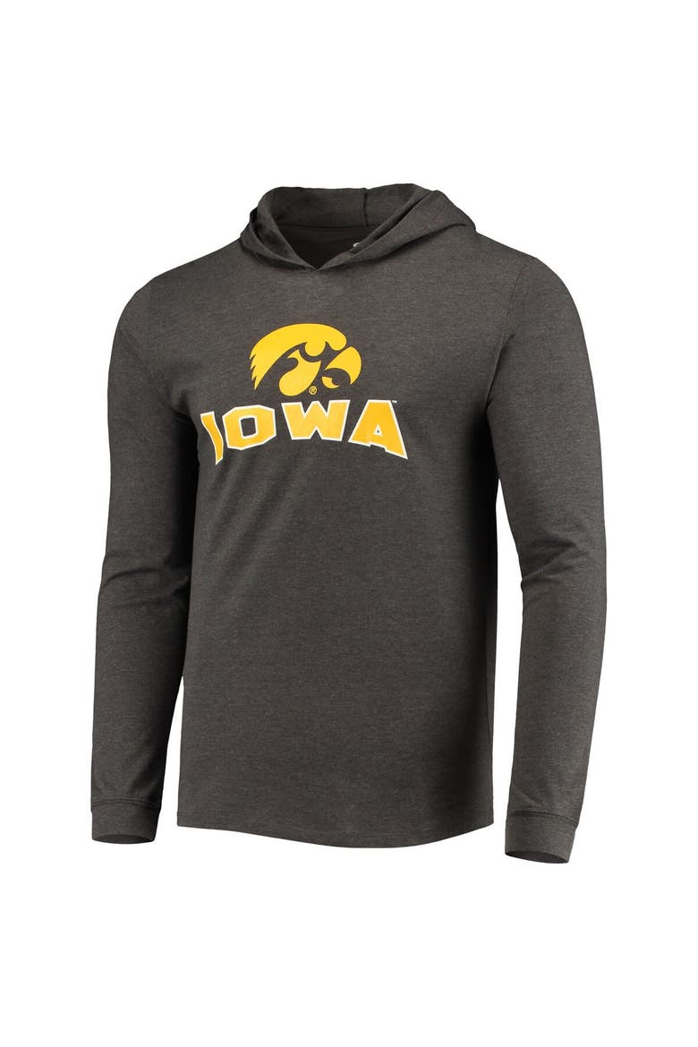 Men's Concepts Sport Black/Heather Charcoal Iowa Hawkeyes Meter Long Sleeve Hoodie T-Shirt & Jogger Pajama Set, Alternate, color, Black