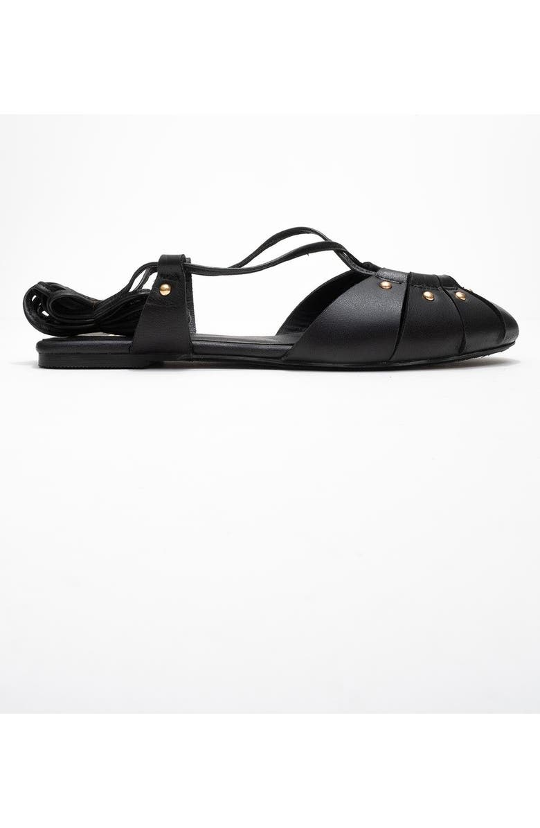 Forever & Always Shoes Daria Leather Ankle Lace-Up Sandal, Alternate, color, Black