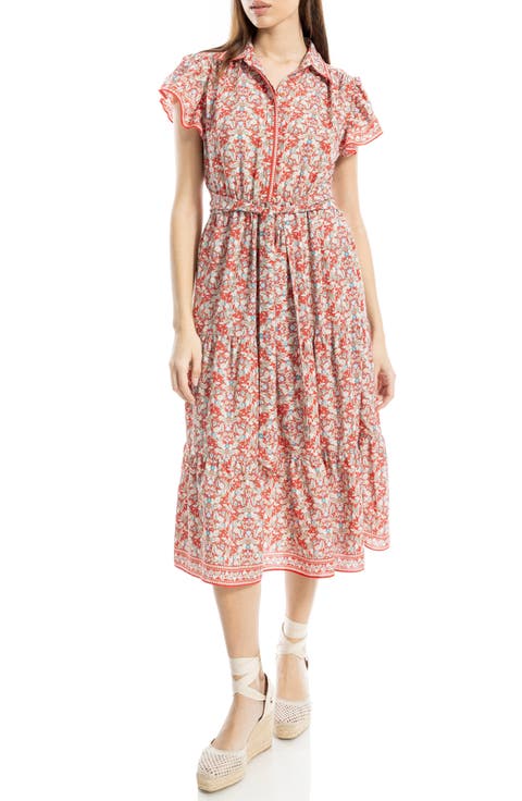 Floral Tie Front Shirtdress