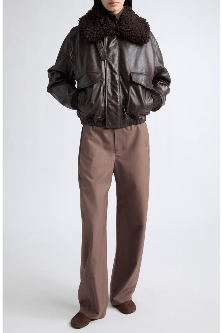 Curved Seam Wide Leg Pants, Alternate, color, NUTMEG