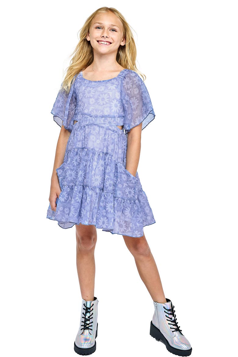 Kids' Tiered Dress, Alternate, color, BLUE MULTI