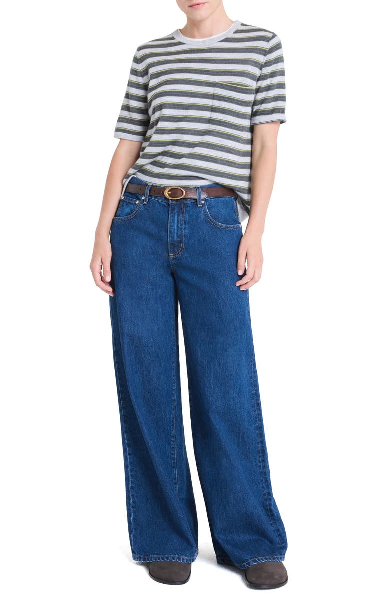 TWP Stripe Cashmere Pocket T-Shirt, Alternate, color, Beetle Multi