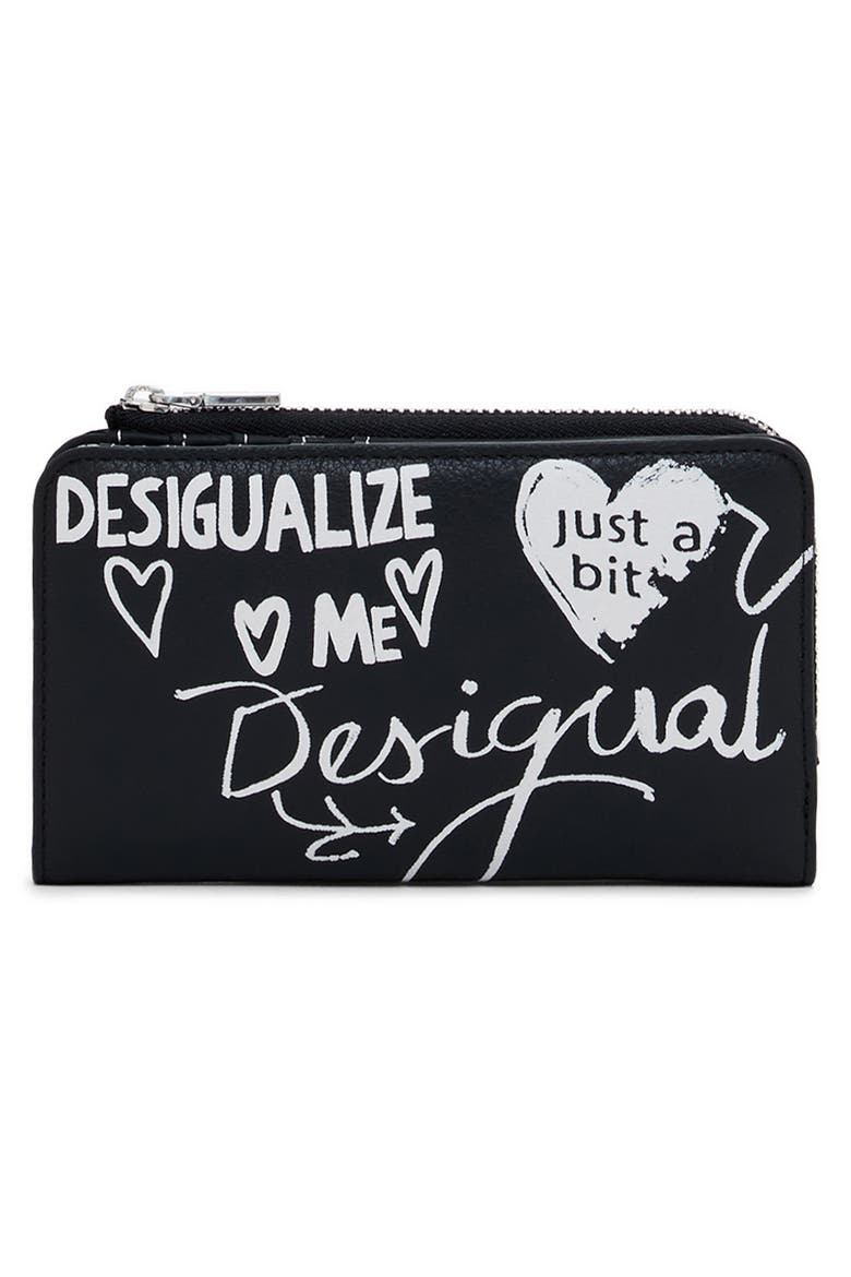 Medium Faux Leather Wallet, Alternate, color, BLACK