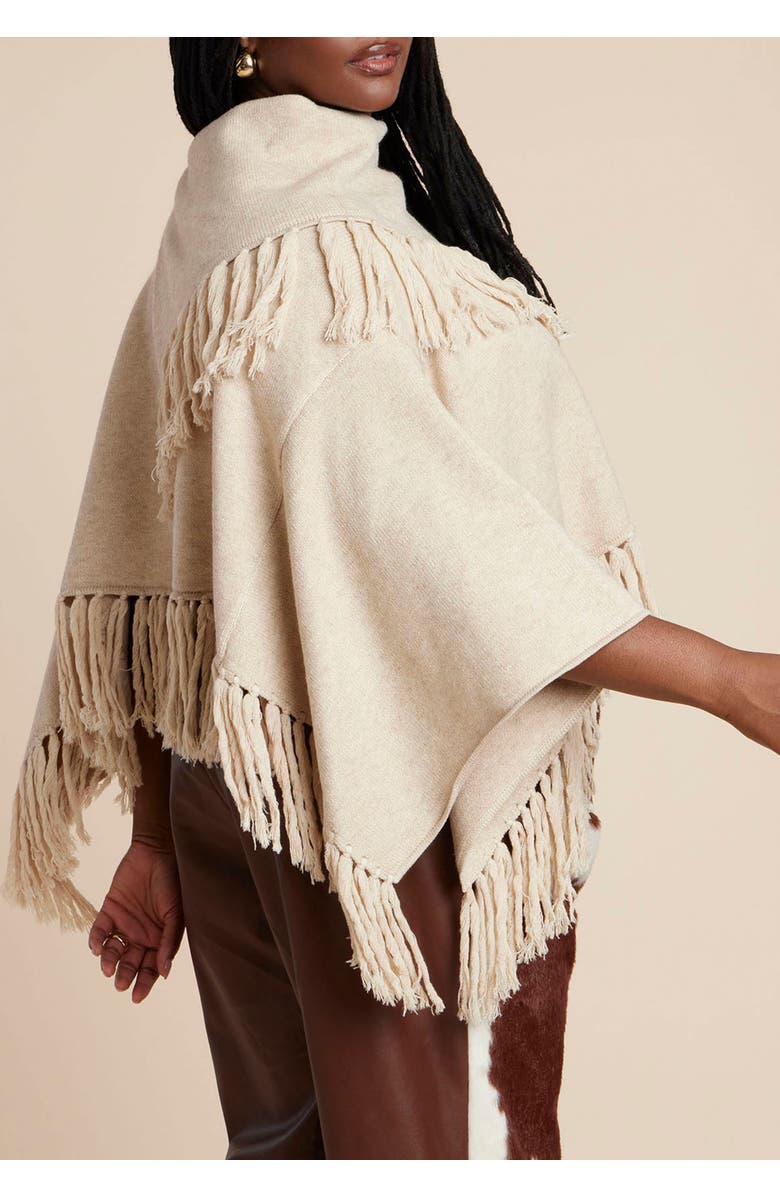 ELOQUII Fringe Poncho, Alternate, color, Light Tan