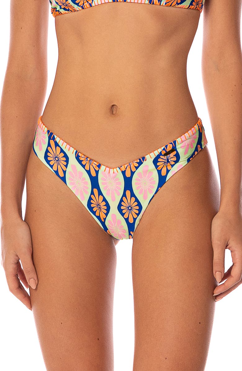 Maaji Stamped Blooms Valerya Bikini Bottoms, Main, color, Open Pink