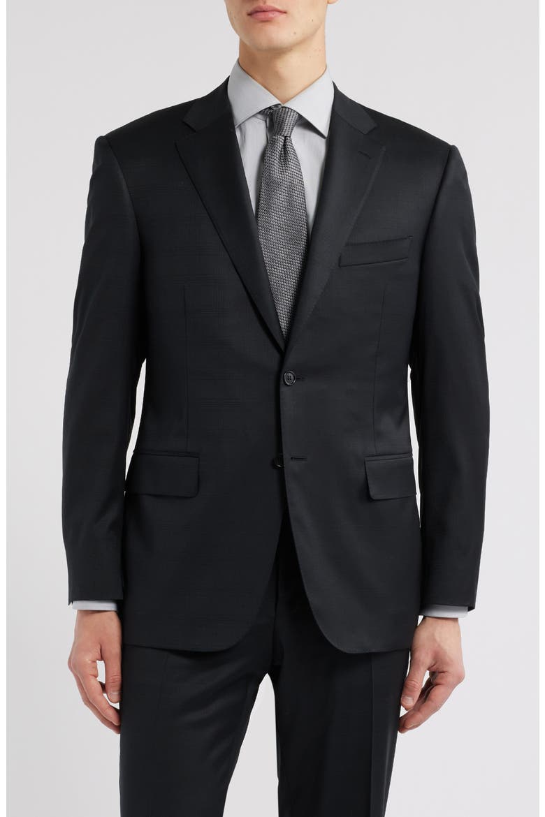 Siena Regular Fit Black Check Wool Suit, Alternate, color, BLACK