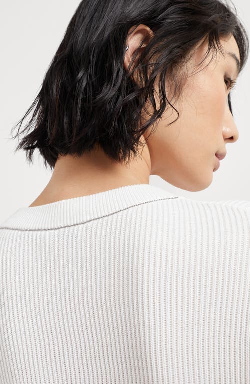 Shop Brunello Cucinelli English Rib Knit Sweater In White