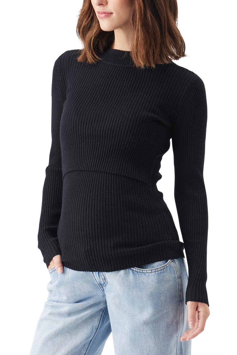 Lift Up Nursing Knit Top, Alternate, color, Black