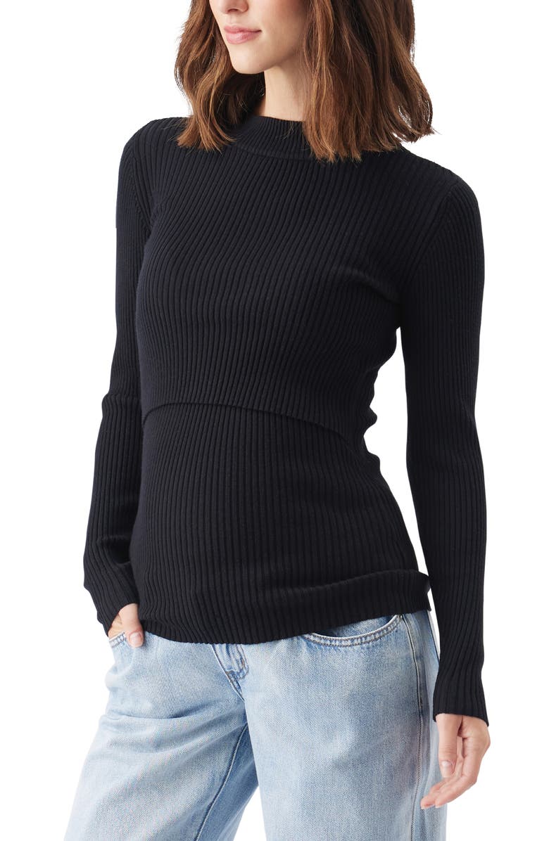 Ripe Maternity Lift Up Nursing Knit Top, Alternate, color, Black