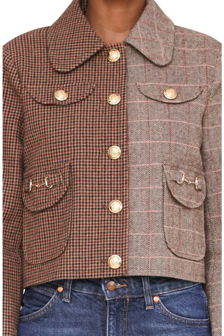 Mixed Media Jacket, Alternate, color, BROWN MULTI