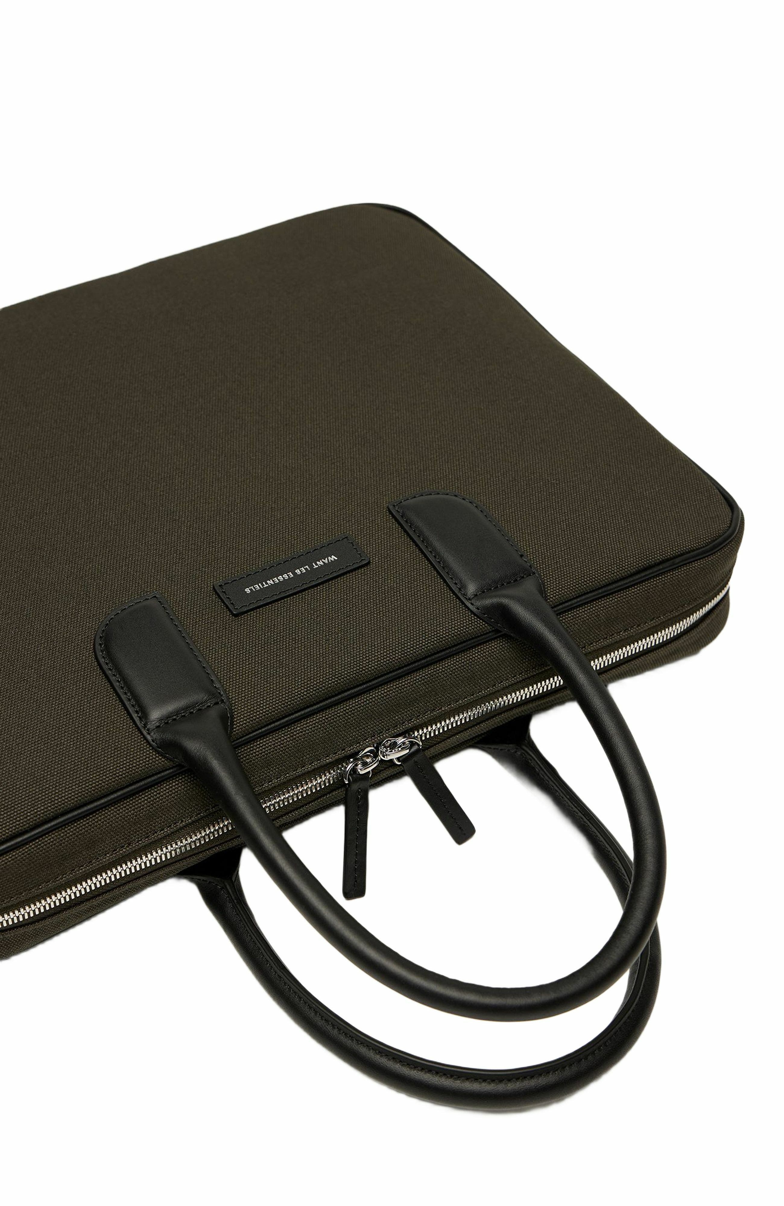 Lesage Organic Cotton Canvas Computer Bag, Alternate, color, Green