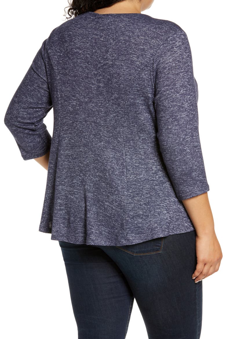Brushed Knit Babydoll Top, Alternate, color, DARK DENIM