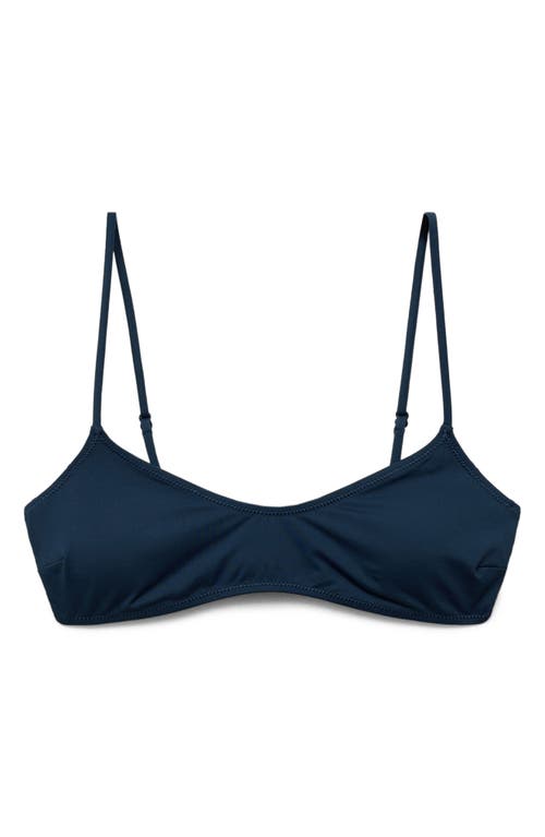 Mango Mixed Media Bikini Top In Blue
