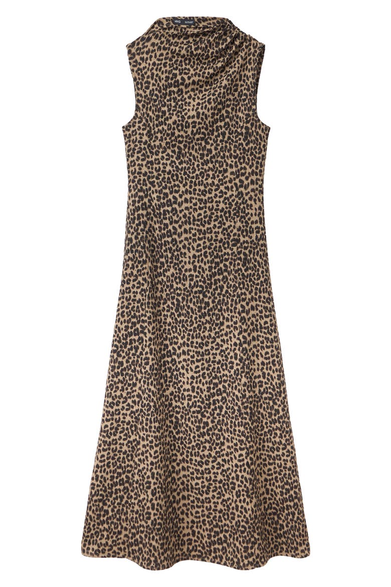 Pam Asymmetric Neck Midi Dress, Alternate, color, BROWN