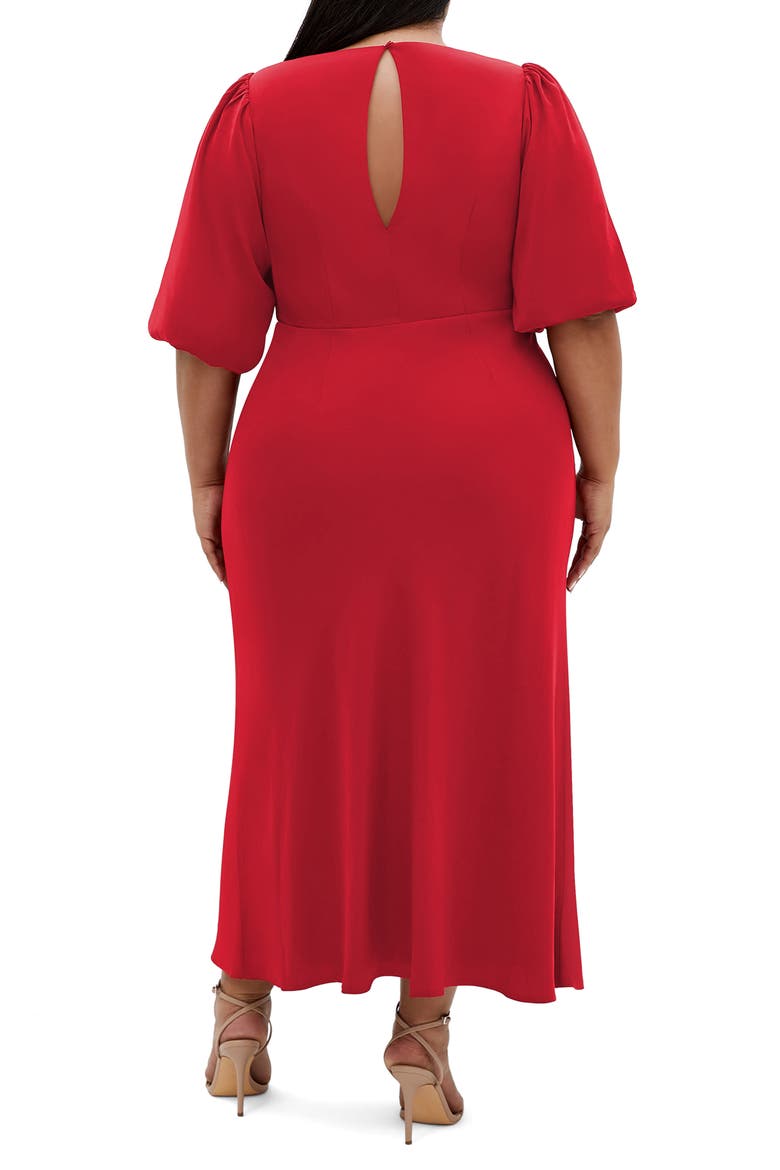 Ines Twist Front Puff Sleeve Maxi Dress, Alternate, color, CHERRY