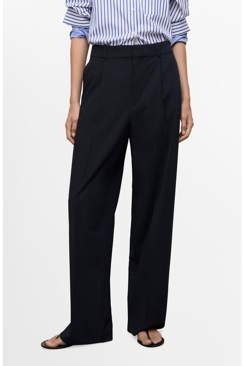 Pleated Wide Leg Pants, Main, color, NAVY