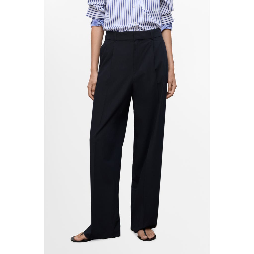 Mango Pleated Wide Leg Pants In Brown