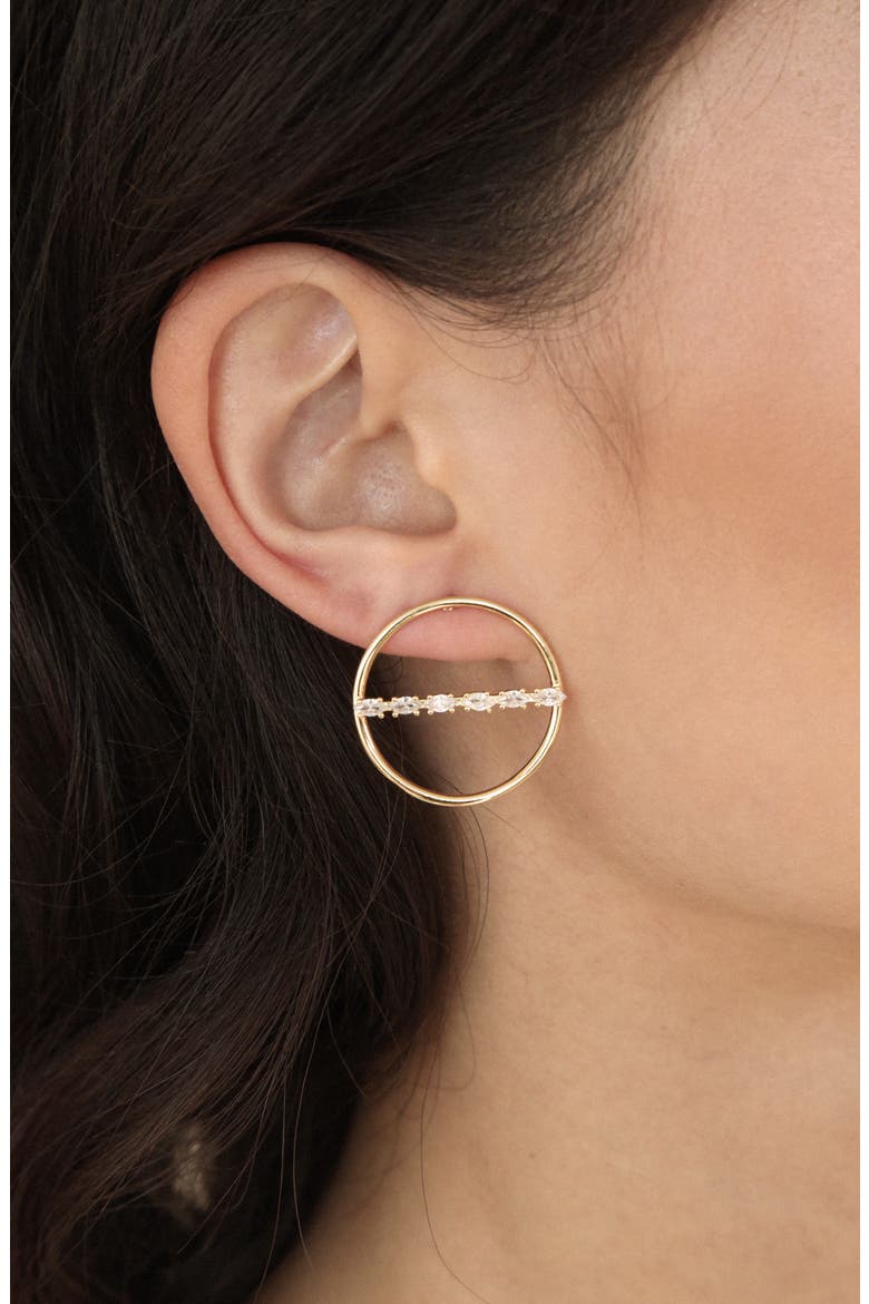 Dainty Marquise Frontal Hoop Earrings, Alternate, color, GOLD