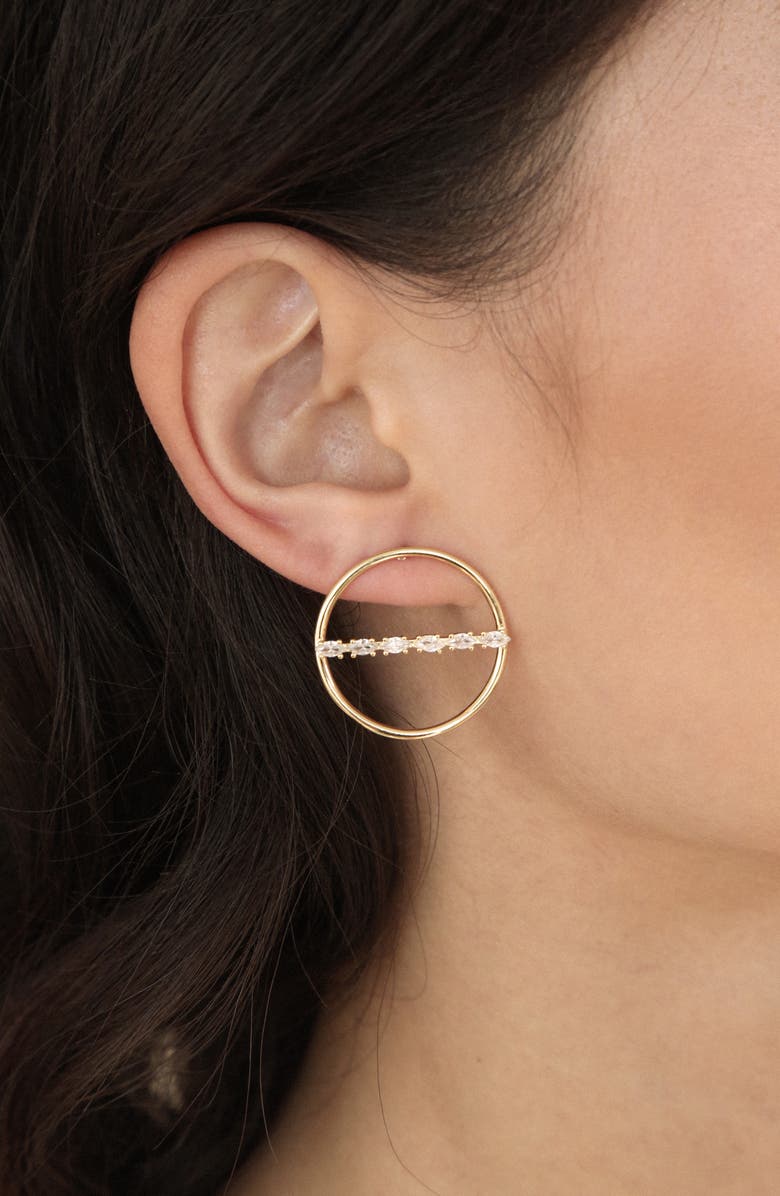 Ettika Dainty Marquise Frontal Hoop Earrings, Alternate, color, Gold