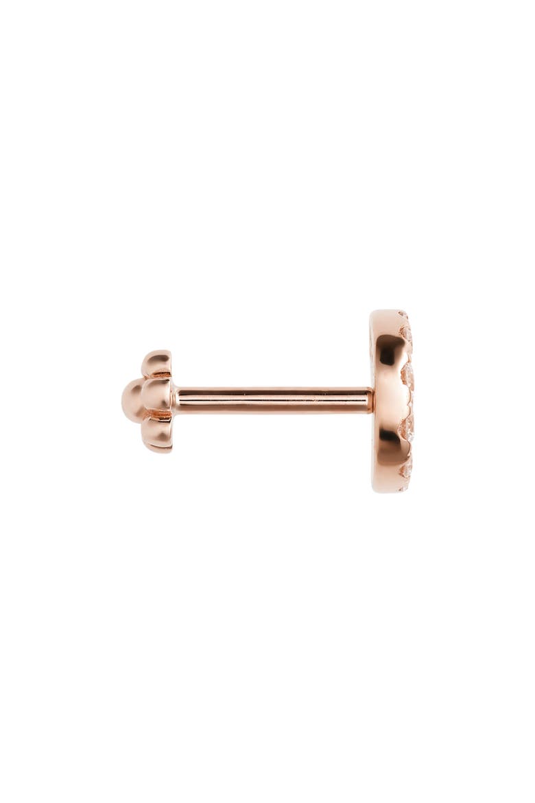 Diamond Moon Threaded Stud Earring, Alternate, color, ROSE GOLD