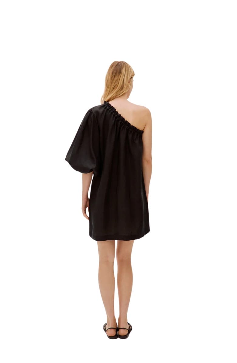 Labeca London Florence Linen One Sleeve Dress, Alternate, color, Black