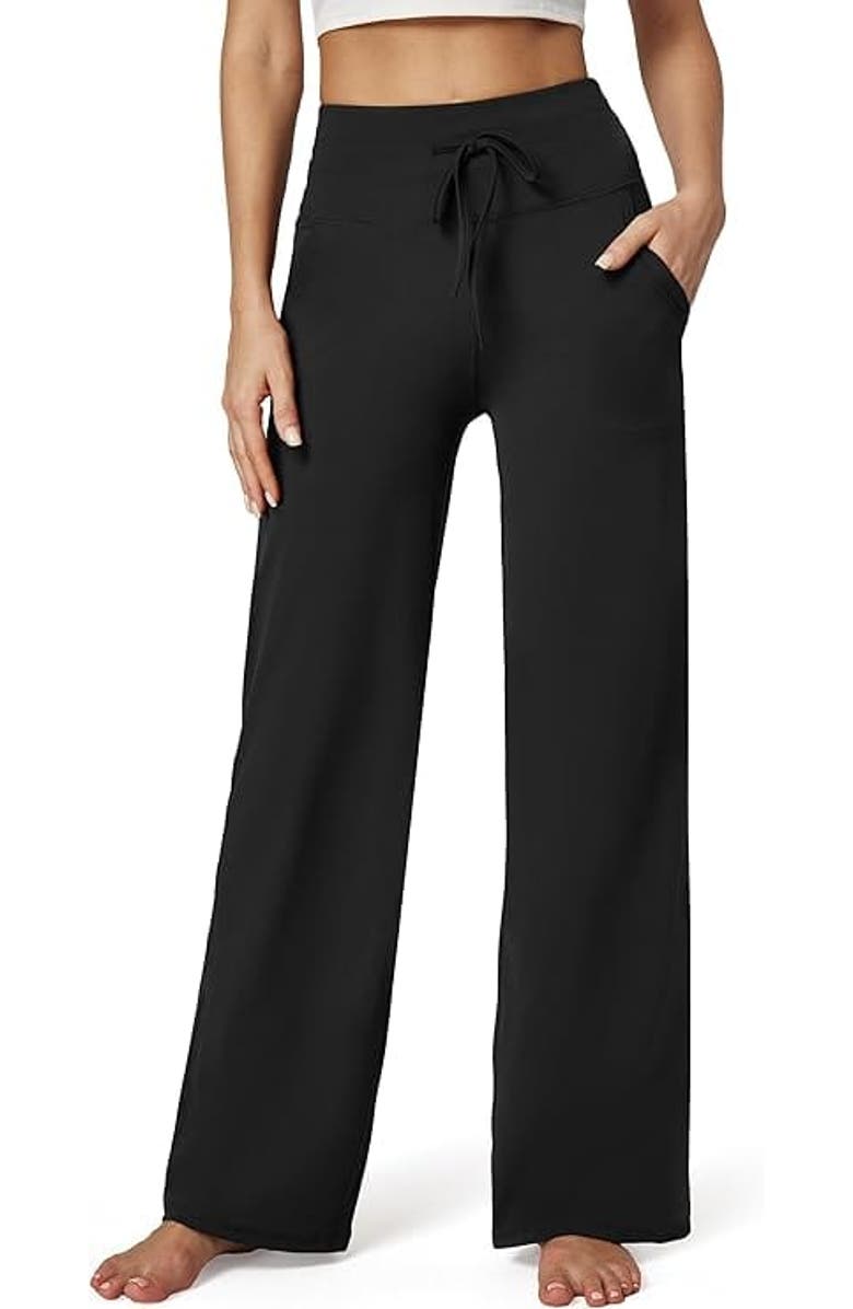 Lezat Taylor Organic Cotton Wide Leg Pocketed Pant, Alternate, color, Black