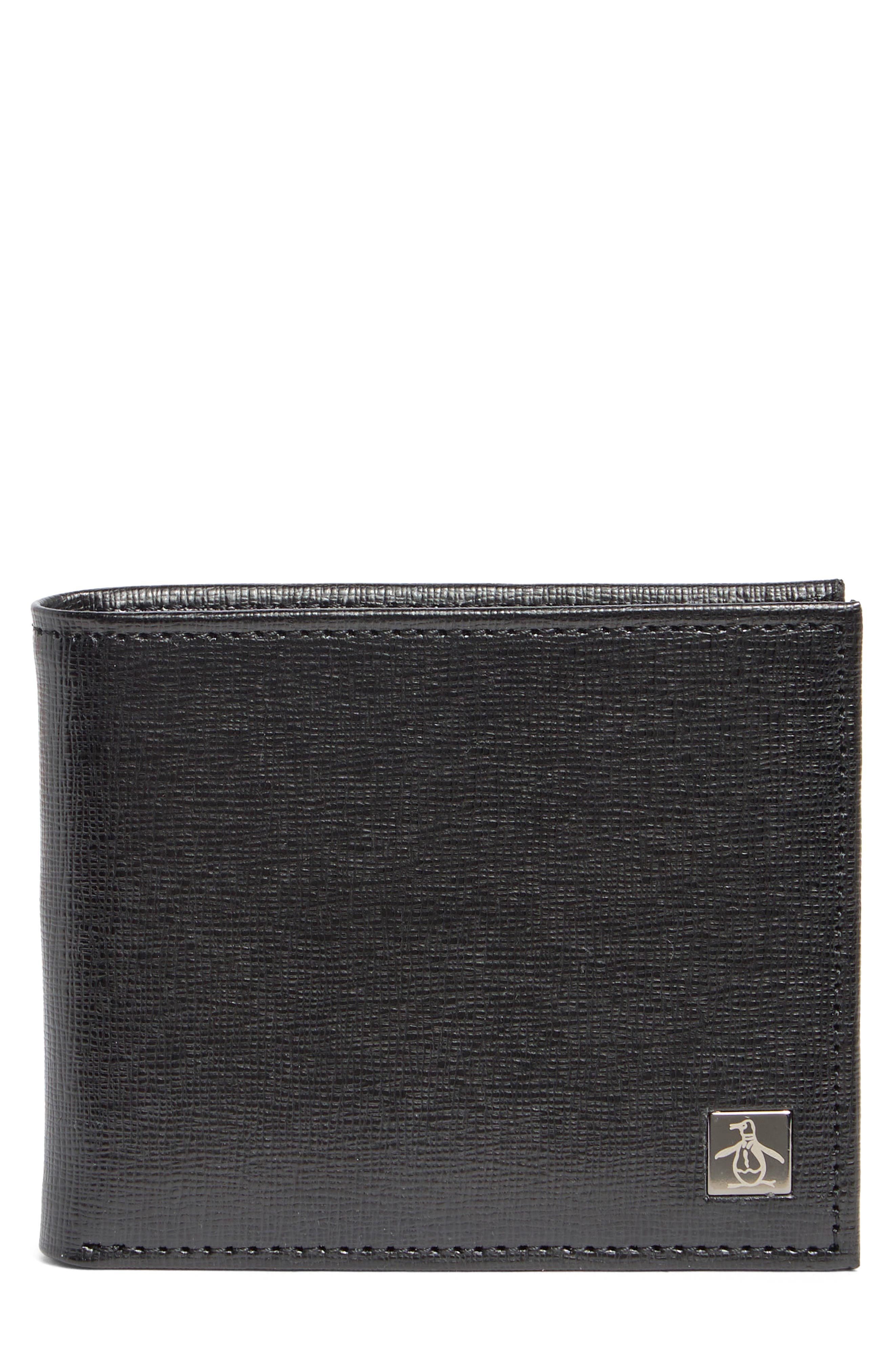 Original Penguin Saffiano Bifold Leather Wallet