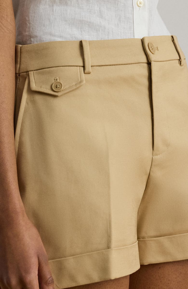 Lauren Ralph Lauren Yernalie Stretch Cotton Shorts, Alternate, color, Birch Beige