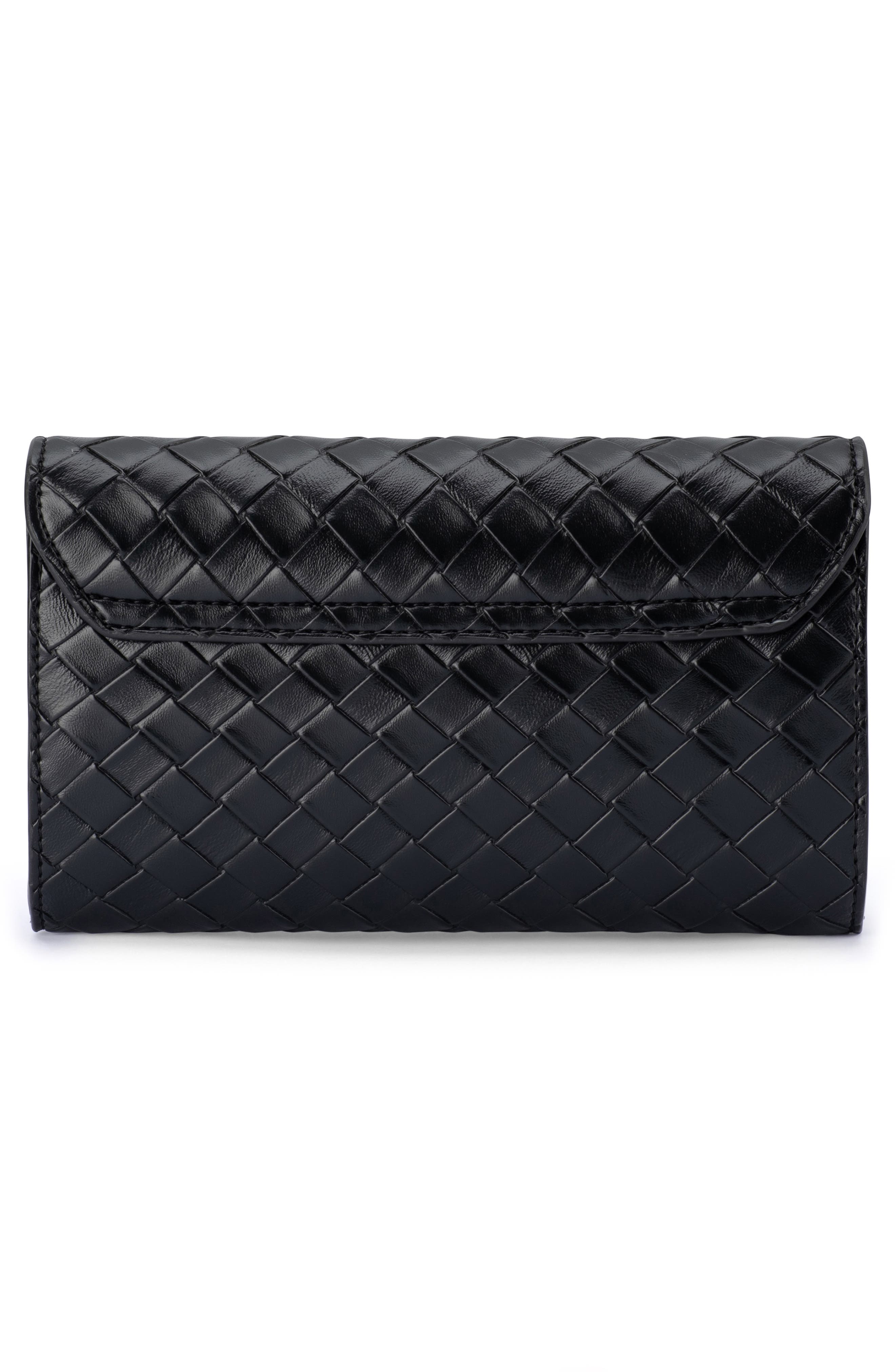 Olga Berg Aisha Woven Faux Leather Clutch, Alternate, color, 